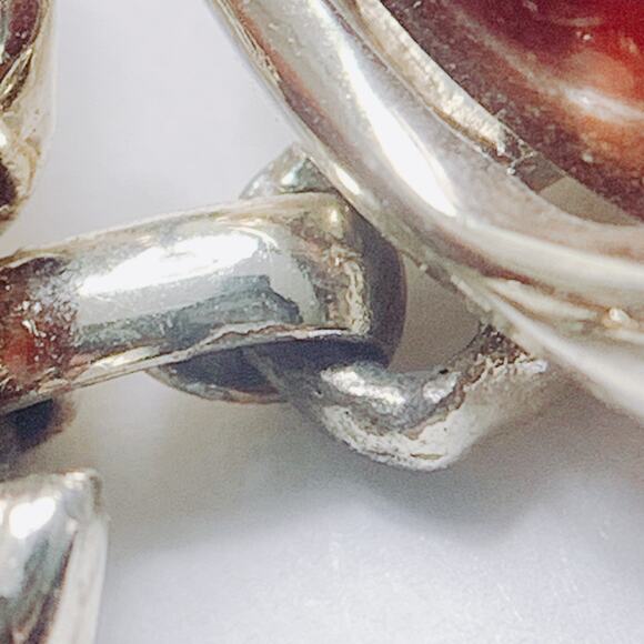 Vintage Mid Century Gold Tone Necklace Brown Cabochons Prong Set Rhinestones - Picture 16 of 16